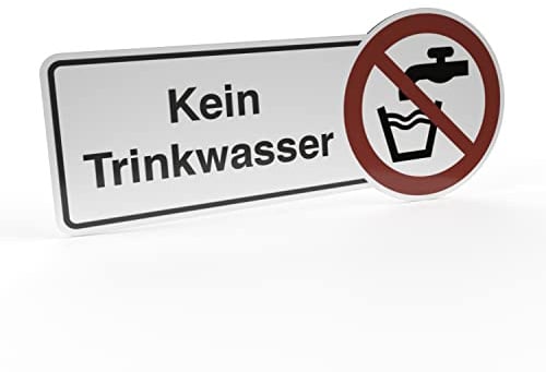 Betriebsausstattung24 Hinweisschild Kein Trinkwasser - Aluminium- Verbundplatte (BxH): 30,0 x 13,0 cm - Befestigungsart: Zum Verkleben oder Verschrauben - Text und Symbol Schild - Verbotsschild