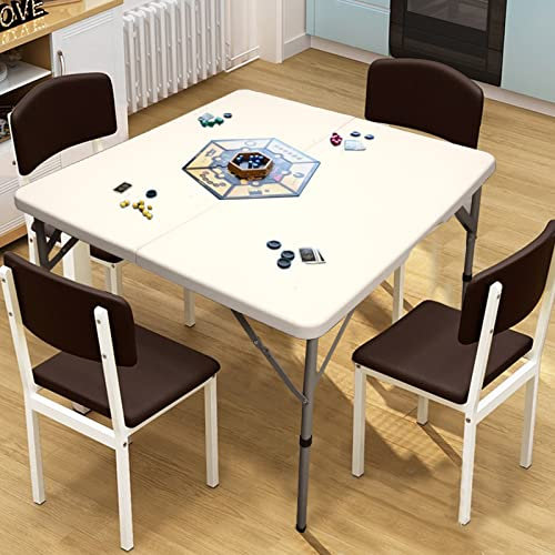 CAMP SOLUTIONS 86 cm quadratischer Klapptisch, zusammenklappbar, aus Kunststoff, Klapptisch, Klappkartentisch, Weiß
