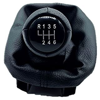 HZ-DESIGN Schaltknauf Schalthebel Schaltmanschette in schwarz 6 Gang kompatibel mit Seat Leon 1M Toledo II