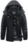 KEFITEVD Damen Winterjacke Warm Herbst Jacke mit Kapuze Langarm Windjacke mit Reißverschluss Thermo Fleece Skijacke Damenjacke Schwarz-Dunkelgrau S