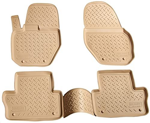 Recambo 3D Gummi Fußmatten kompatibel für Volvo XC60 | 2008-2017 | Auto Gummimatten | Passgenau | mit Rand | beige