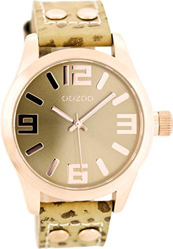 Oozoo Damenuhr mit Lederband 41 MM Rose/Sand/Sand C8015