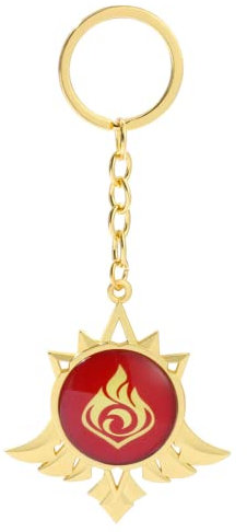 嘉信誉 Genshin Impact Vision Keychain Alloy Keychain Leuchtende Keychain Sieben Elemente Vision Keychain Hydro Dendro Geo Pyro Anemo Electro Cryo Vision Keychain Mondstadt Keychain(Color:Pyro)
