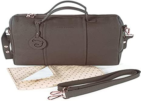 Pasito a Pasito. Bolsa para Carro de Bebé London. Bolsa Canastilla de polipiel con Cambiador. Práctica, elegante y espaciosa para llevar lo necesario en el paseo. Color Marrón. Medidas 38x28x16 cm.