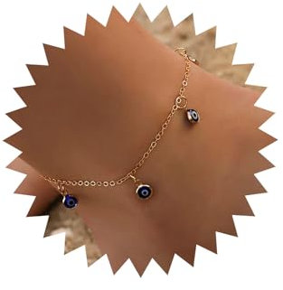 Atentuyi Bracelet De Cheville Avec Pendentif Oeil Maléfique Bracelet De Cheville De Bohème Oeil Bleu Chaîne De Cheville En Or Bijoux De Bohème Pour Femmes Et Filles