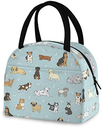 Dog Lunch Bag for Women Men Reusable Insulated Lunch Tote Bag for Office Work School Picnic Hiking