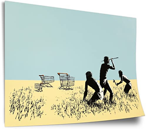 Poster aus Baumwolle Konsum-Kritik Globalisierung, Street-Art Banksy - Moderner Kunstdruck Canvas - Perfekte als Geschenk, Wohnzimmer, Inneneinrichtung Deko Kunstdruck ohne Rahmen, Wandbild - A4, A..