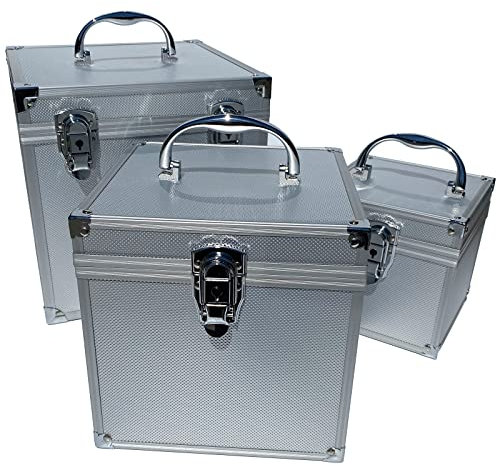 ECI Aluminium Koffer Silber Leer Würfelform Alu Box Werkzeugkoffer 20x20x20 cm mit Rasterschaum
