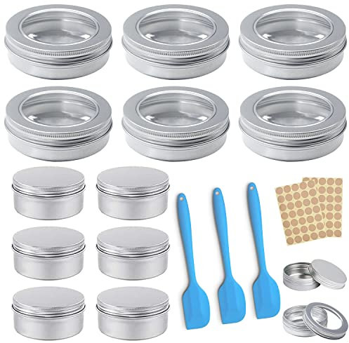 Pots en Aluminium Conteneurs Cosmétiques Vide 50ml/100ml 12 Pcs Pot a Bougie pour Maquillage Crème Baume à Lèvres Bougie Bijoux Stockage De Voyage Argent