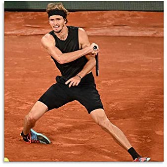 Alexander Zverev Poster eines professionellen Tennisspielers (9) Posterdruck Kunst Wandbild Leinwand Poster Moderne Schlafzimmer-Dekoration, 40 x 40 cm