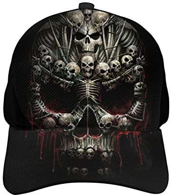 KJHBVND Baseballkappe für Herren und Damen, schwarzer Teufel-Totenkopf, Hip-Hop-Kappen, Vater-Trucker-Kappe, verstellbare Snapback-Hüte, Schwarz , One size