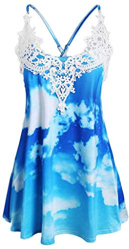 Damen Cami Tops Sommer Bandana Top mit Kreuzgurt Oberteil Tanktop Casual Weste Shirt Aushöhlen Tank Bluse Shirts Leibchen Camisole Sommershirt Camisole Untershirt V-Ausschnitt