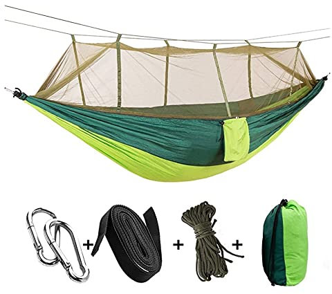 Amaca comfort casual Amaca da campeggio per 2 persone Amaca da giardino con zanzariera Mobili da esterno Forza del letto Tessuto paracadute Altalena per dormire Sospensione portatile