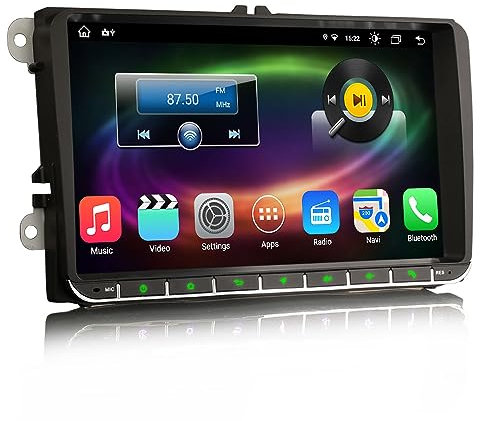 Erisin 8-Kern 4GB+64GB 9 Zoll Android 13 Autoradio mit Bluetooth GPS Navi für VW Touran Passact B7 T5 Tiguan Golf 5/6 Polo 6R Seat Skoda CarPlay Android Auto WiFi DSP DAB+ USB RDS OBD2 Canbus OPS