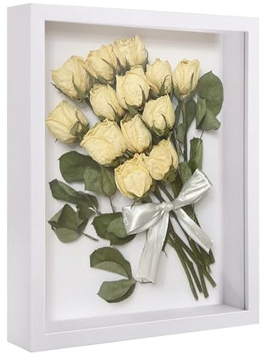 HXSYKJDM Marco de fotos 3D para rellenar, moderno marco de fotos decorativo, marco de fotos profundo para rellenar, para medallas, flores, recuerdos, blanco (25 x 30 cm)