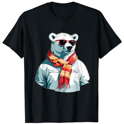 Eisbär mit Schal und Sonnenbrille Gesicht Headshot Torso T-Shirt