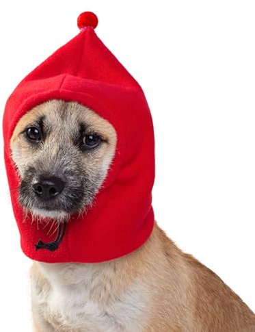 BT Bear Plüsch-Winter-Hundemützen – warme Haustier-Ohrenschützer, Hundekopfwickel für Lärmschutz, Rot, Größe M