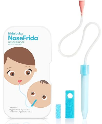 Frida Baby NoseFrida der Rotzsauger | Nasensauger für Baby, Baby-Nasensauger | NoseFrida + 4 Hygiene-Filter