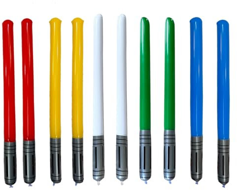 10PCS Aufblasbare Lichtschwert Schwert, Aufblasbare Ballons, 90cm Aufblasbares Waffenschwert, Lichtschwert Kinder, PVC Aufblasbares Spielzeug, 5 Farben Aufblasbares Lightsaber für Cosplay Themenpartys