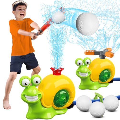 LUSTERMOON 2-in-1-Wassersprinkler-Baseballspielzeug-Set, Hinterhof-Spinnwassersprühspielzeug, Sommer-Outdoor-Sprinkler-Spielzeug, T-Ballspiel, Rasen-Hinterhof-Spiel für Kinder (Schnecke)