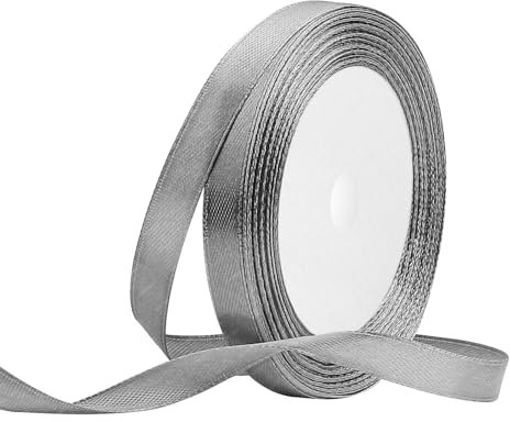 Grau Satinband 10mm x 22 Meters Stoffbänder für Geschenkverpackungen, Blumensträuße, Kunsthandwerk und Hochzeitsdekoration