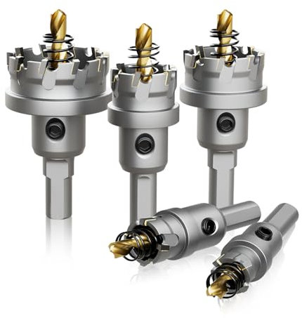 CSOOM Upgrade Kurze Hartmetall-Lochsäge 5 Stück,TCT Lochschneider, Edelstahl und Metallgitter sind die ideale Wahl
