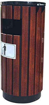 ZONABSQQ Versatile Outdoor Wooden Rubbish Bin, Stainless Steel Trash Can Garbage Container Recycling Storage Bin with Ashtray & Inner Bucket Functional