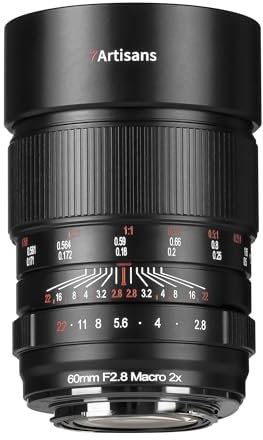 7artisans Obiettivo 60mmF2.8 Macro 2X Messa a Fuoco Manuale Full Frame Mirrorless Fotocamera Compatibile per Canon RF Mount Fotocamere EOS-R RP R3 R5 R6 ecc.