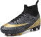 VTASQ Boys' Football Boots Kids Astro Turf Trainers Spikes Non-Slip Junior Football Shoes Outdoor Athletic Sneakers Black Gold 4UK