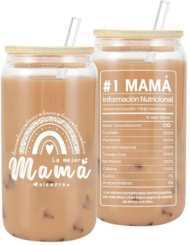 VivaJoy Regalos para Mama - Regalo Mama, Regalo Mama Cumpleaños, Regalos Mamas Primerizas, Regalo Mama Día De La Madre, Vasos con Tapa Y Pajita Regalos De Hijos E Hijas para Mamá