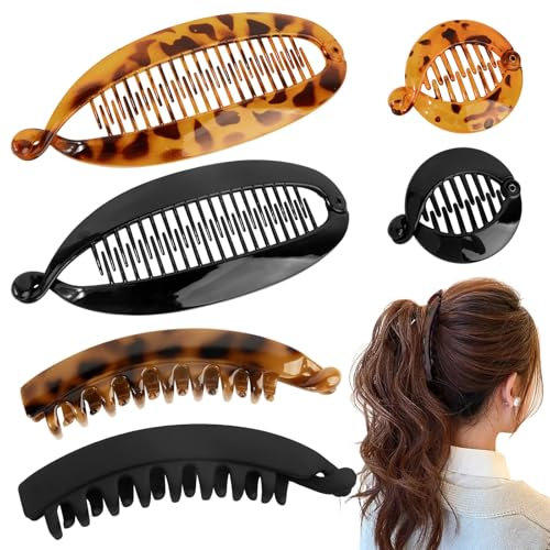 BOOMTOP 6pcs Bananenspange Haarklammern Fischschwanz Haarspange Banana Clip Klein Französische Bananen Klammer Pferdeschwanzhalter Haar Greifer für Frauen Mädchen Dickes Dünnes Langes Lockiges Haar