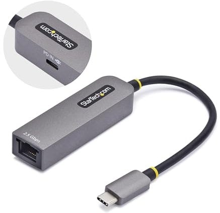 StarTech.com 2,5GbE USB C Ethernet Adapter, 100W PD, USB-C auf Lan-RJ45 Netzwerkadapter, USB-C 3.0 NIC,Thunderbolt Kompatibel