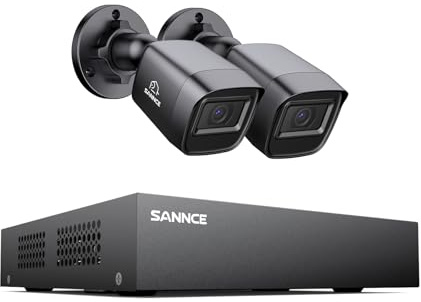 SANNCE 10 Channels CCTV Security Camera System 1080P, 8-CH Recording Playback & 2-CH 5MP IP Cam Digital Video Recorder, 2x Outdoor Surveillance Cameras, NO HDD