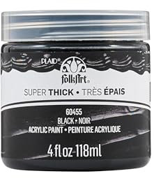 FolkArt Super Thick Acrylic Paint with a Textured Finish, Black, 4 oz
