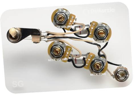 DiMarzio Verkabelung für SG-Style E-Gitarre | Komplettes Set mit 4 Potis, 3-Wege-Schalter und Ausgangsbuchse | Einbaufertig verlötet (GW2104)