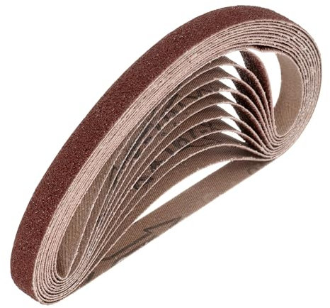 sourcing map 13mm x 457mm Sanding Belts, 10 Pcs 40 Grits Aluminum Oxide Abrasive Belt Sander File Belt for Woodworking, Metal Polishing, Knife Sharpener