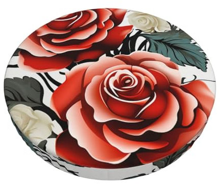 FHEBNDS Federstegstuhlbezug, Blumenmuster, Efeu mit Blättern, 35,6 cm, rund, Sitzkissen mit Gummiband, waschbar und rutschfest, weicher Samt, Barstuhlhussen für Zuhause, Bar, Hotel, Markt