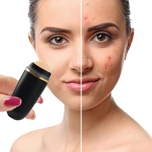 Volcanic Oil Absorbing Roller, 2 in 1 Stone Face Tool, Reusable Control Roller, Facial Massage Gadget, Shine Solution for Oily Skin and Daily Care Routine, 1 x 1 x 2.2inch