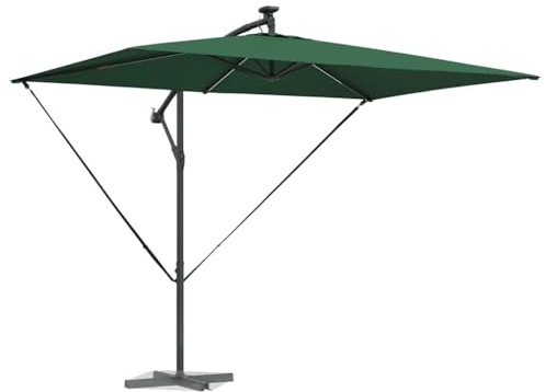 vidaXL Cantilever Banana Parasol Green 294 x 200 x 254 cm, Adjustable Outdoor Shade Solution, Modern Cantilever Umbrella, Wind-Resistant Garden Parasol for Summer Relaxation