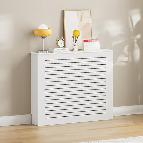 STCERY Weiße Heizungsabdeckung, Lamellengrill-heizung Verkleidung, Heizschrank, Dekoratives PVC-Regal, Mehrere Größenoptionen, Zum Verstecken Überfüllter Rohre(100 * 90 * 15cm/39.3 * 35.4 * 5.9in)