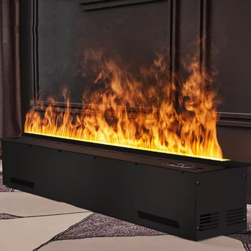 Chimenea eléctrica Decorativa de Vapor de Agua con humidificador y Llama atomizada 3D, Panel Ultrafino de 3 mm, sin Calentador, Ideal para Decorar el hogar, la Oficina y el Hotel(700mm)