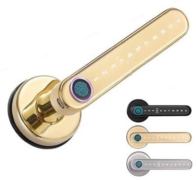 Bluetooth Biometric Fingerprint Card Code lock with Keys APP Digital Smart door Electronic Handle Lock(Gold mortise)