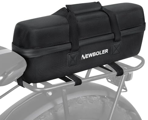 WLDOCA 10L Hartschalen-E-Bike-Akku-Tasche, wasserdicht, stoßfest, mit Fächern, Gepäckträger-Rucksack mit Gurten, kompatibel mit Bosch Shimano Bafang,A