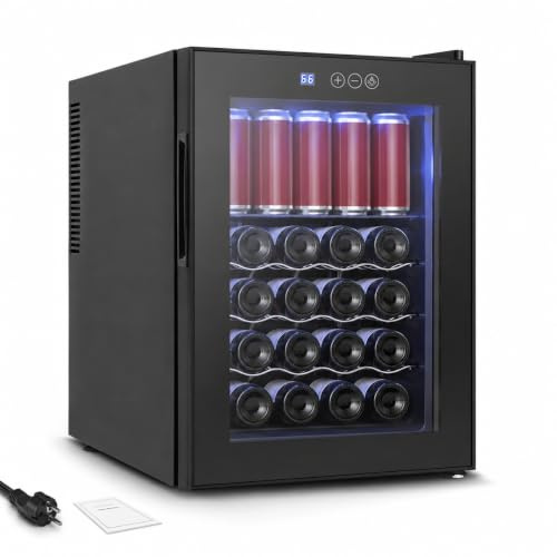 Chensyo Weinkühlschrank für 20 Flaschen, Weinkühlschrank, 48 l, freistehend, mit Glastür, einstellbare Temperatur 12 – 18 °C, LED-Touchscreen, Mini-Kühlschrank, leiser Mini-Kühlschrank, für Haus, Bar