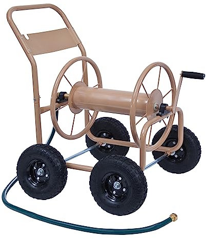Liberty Garden 870-M1-2 Industrieller Gartenschlauchwagen mit 4 Rädern, hält 100 m (5/8 Zoll) Schlauch, Hellbraun