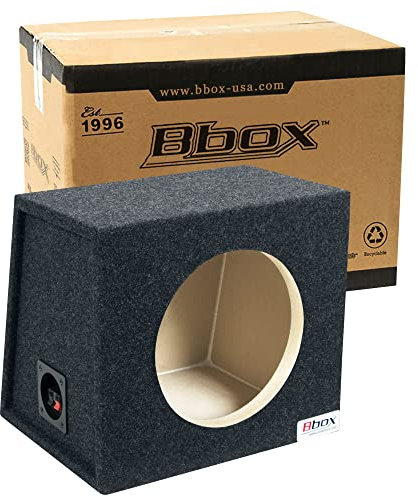 Atrend Bbox - Box subwoofer singolo sigillato da 25,4 cm, box subwoofer per auto, migliora la qualità audio, il suono e i bassi, terminali a molla rossi e neri, carbone