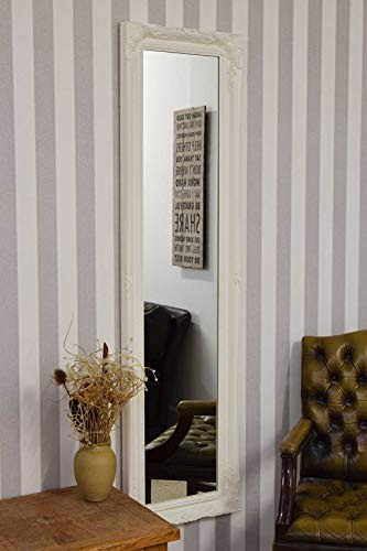 Large White Ornate Antique Design Dress Big Wall Mirror 5Ft6 X 1Ft6 167cm X 45cm