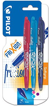 Pilot Frixion Erasable Rollerball 0.7 mm Tip (Pack of 3) - Pink/Violet/Light Blue