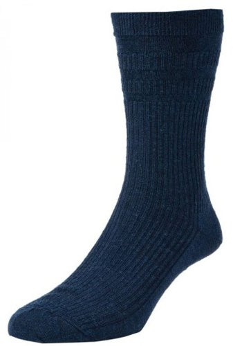 HJ90 Hall MENS SOFTOP No Elastic Wool Rich Socks 6-11 3pk All Navy