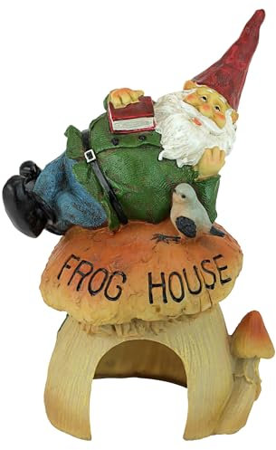 Design Toscano QM20860 Garden Gnome Statue - Garden Gnome Frog House - Toad House - Fairy Garden - Gnome Village